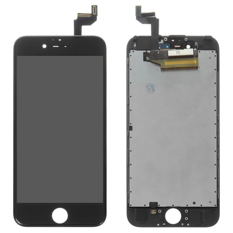 Дисплей для iPhone 6S, чорний, з рамкою, Оригінал переклеєне скло 