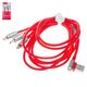USB кабель Hoco U17, USB тип-C, USB тип-A, micro-USB тип-B, Lightning, 150 см, 2,4 А, червоний, Г-подібний, в нейлоновому обплетенні, 3 в 1