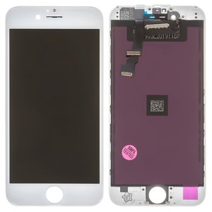 Дисплей для iPhone 6, белый, с рамкой, Copy, с пластиками камеры и датчика приближения, tianma