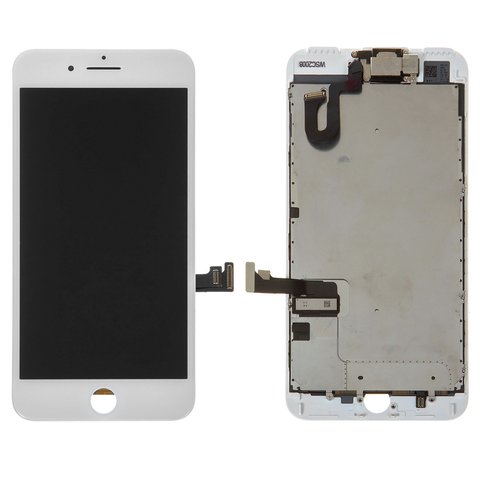 Дисплей для Apple iPhone 7 Plus, белый, с рамкой, Copy, с камерой, с динамиком