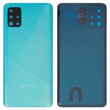 Задня панель корпуса для Samsung A515F/DS Galaxy A51, синя, із склом камери