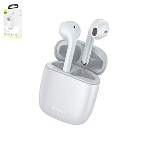 Гарнітура Baseus W04, вакуумна, бездротова, біла, із зарядним кейсом, з USB кабелем тип C, #NGW04 02