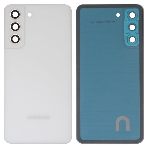 Задня панель корпуса для Samsung G990B Galaxy S21 FE 5G, біла, із склом камери