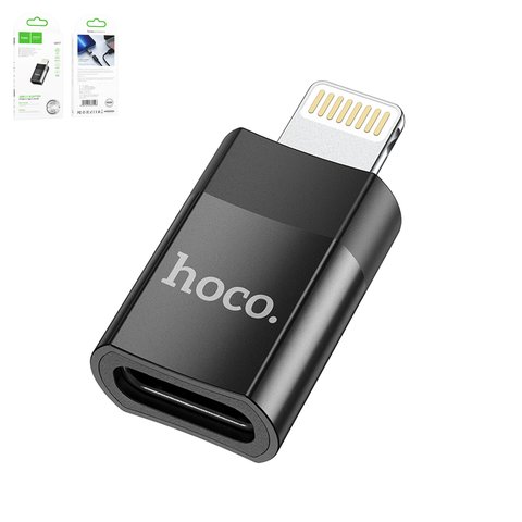 Адаптер Hoco UA17, Lightning до USB тип C, USB тип C, Lightning, сірий, #6931474761996