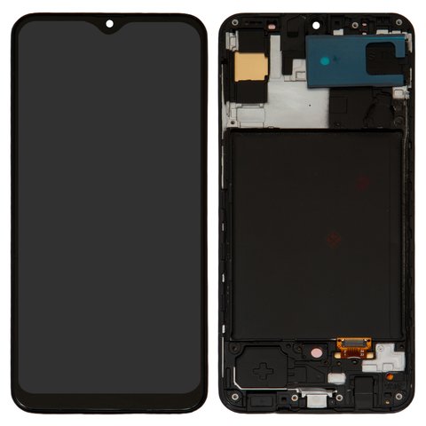 Дисплей для Samsung A307 Galaxy A30s, чорний, з рамкою, High Copy, original LCD size, OLED 