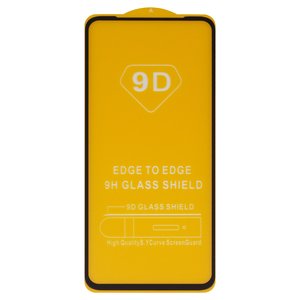 Защитное стекло для Realme 6, совместимо с чехлом, Full Glue, без упаковки , черный, cлой клея нанесен по всей поверхности