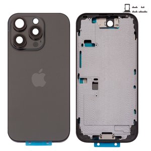Корпус для iPhone 16 Pro, чорний, з тримачем SIM карти, з боковими кнопками, Original PRC , EU Version, black titanium