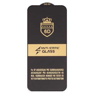 Защитное стекло ESD 6D для Realme 15X, C85 4G; Oppo A6 4G CPH2817 , A6s 4G CPH2815 , A6x 4G CPH2819 , совместимо с чехлом, Full Glue, Anti Static, без упаковки , черный