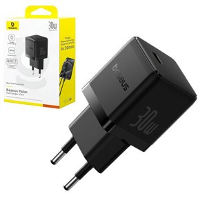 Мережевий зарядний пристрій Baseus Palm, 30 Вт, Fast Charge, чорний, 1 порт, #P10111605113 00