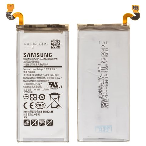 Batería EB BN950ABE puede usarse con Samsung N950F Galaxy Note 8, Li ion, 3.85 V, 3300 mAh, Original PRC 