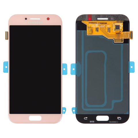 LCD compatible with Samsung A520 Galaxy A5 2017 , pink, without frame, Original PRC , original glass 