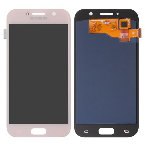LCD compatible with Samsung A520 Galaxy A5 2017 , pink, without frame, High Copy, with wide edge, OLED  