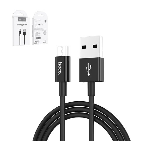 USB кабель Hoco X23, USB тип A, micro USB тип B, 100 см, 2 A, черный, #6957531072843