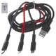 USB кабель XO NB54, USB тип-C, USB тип-A, micro-USB тип-B, Lightning, 120 см, 3 A, черный