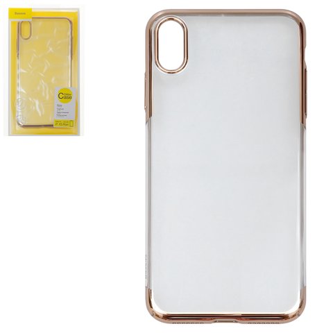 Case Baseus compatible with iPhone XS Max, golden, transparent, plastic  #WIAPIPH65 DW0V