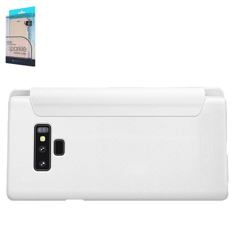 Чехол Nillkin Sparkle laser case для Samsung N960 Galaxy Note 9, белый, книжка, пластик, PU кожа, #6902048160897