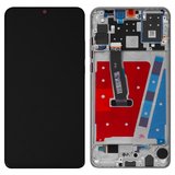 LCD compatible with Huawei P30 Lite, (white, with frame, High Copy, (48 MP))