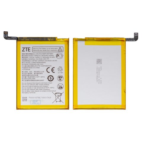 Battery LI3949T44P8H906450 compatible with ZTE Blade 20 Smart, Blade V2020 Smart, Blade V30 Vita, Li Polymer, 3.85 V, 5000 mAh, Original PRC , V1050 V2050 