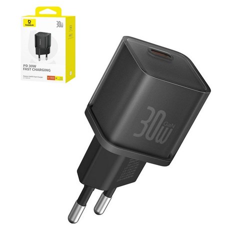 Mains Charger Baseus GaN5S, 30 W, Fast Charge, black, 1 output  #P10162504113 00