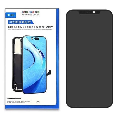 LCD JCID compatible with iPhone 12 Pro Max, black, with frame, HC, without error, OLED  JCID diagnosable 