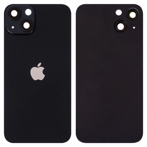 Housing Back Cover compatible with iPhone 13, black, with camera lens, small hole 