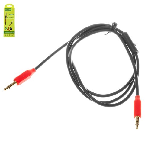 AUX кабель Hoco UPA12, TRS 3.5 мм, TRRS 3.5 мм, 100 см, черный, силиконовый, с микрофоном
