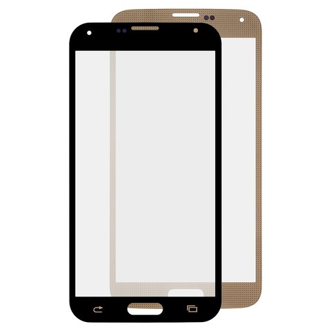 Housing Glass compatible with Samsung G900F Galaxy S5, G900H Galaxy S5, G900T Galaxy S5, golden 