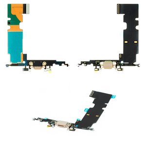 Flat Cable compatible with iPhone 8 Plus, charge connector, golden 