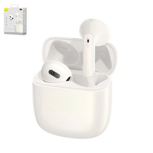 Headphone Baseus Storm 3, wireless, white, with charging case, with USB cable Type C  #NGTW140102