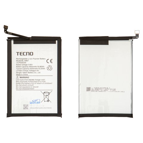 Аккумулятор BL 49NT для Tecno Pop 7 BF6 , Spark Go 2023 BF7 , Li Polymer, 3,85 B, 5000 мАч, Original PRC