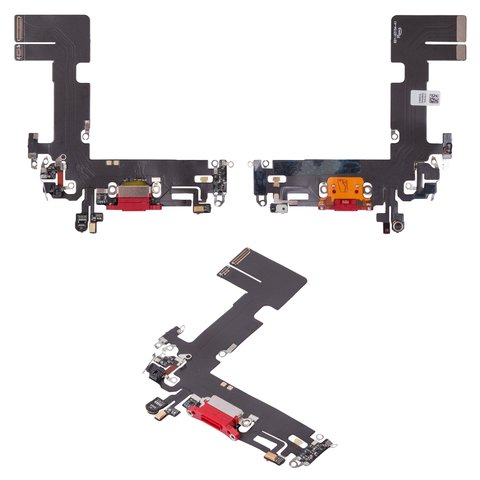 Flat Cable compatible with iPhone 13, charge connector, red, with microphone, HC 
