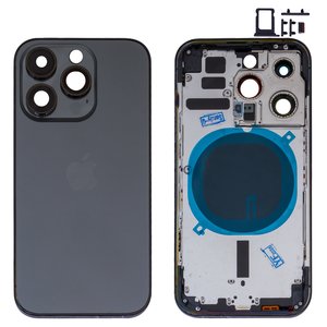 Carcasa puede usarse con iPhone 14 Pro, negro, con botones laterales, HC, eSIM, space black