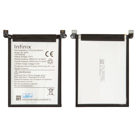 Batería BL 49PX puede usarse con Infinix GT 10 Pro X6739 , Zero 30 4G X6731B , Zero 30 5G X6731 , Li Polymer, 3.87 V, 5000 mAh, Original PRC 