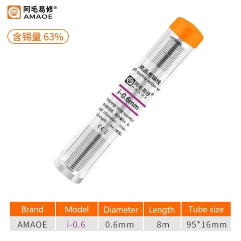 Estaño Amaoe 6337 I, Sn 63% , Pb 37%, 0,6 mm, 8 m