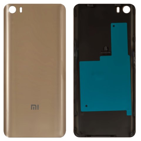 Задня панель корпуса для Xiaomi Mi 5, золотиста, Original PRC , скло, 2015105