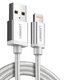 USB кабель UGREEN, USB тип-A, Lightning, 100 см, 2,4 А, серебристый, белый, #6957303835843