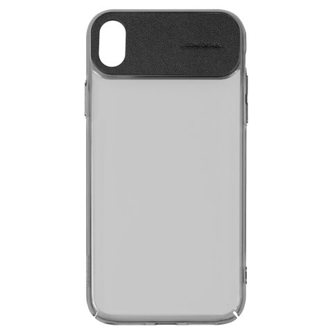 Чехол Baseus для iPhone XR, черный, со вставкой из PU кожи, прозрачный, пластик, PU кожа, #WIAPIPH61 SS01