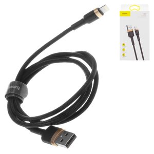 USB кабель Baseus Cafule, USB тип A, Lightning, 100 см, 2,4 А, чорний, золотистий, в нейлоновому обплетенні, #CALKLF BV1