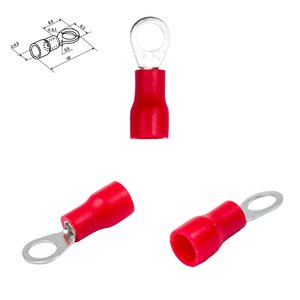 Наконечник RV 1.25 4, 4 мм, кільцевий, ізольований, червоний, 10 шт., 0,5 1,5 мм²