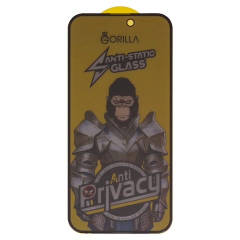 Защитное стекло для Apple iPhone 14 Pro Max, iPhone 15 Plus, iPhone 16 Plus, совместимо с чехлом, Full Glue, Anti Static, Anti Peeping, черный, gorilla