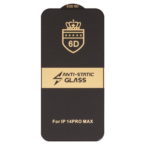 Защитное стекло ESD 6D для Apple iPhone 14 Pro Max, совместимо с чехлом, Full Glue, Anti Static, без упаковки , черный
