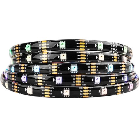Світлодіодна стрічка RGB SMD5050, WS2815 чорна, з управлінням, IP65, 12 В, 30 діодів м, 1 м